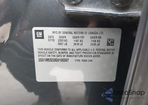 2016 Cadillac Xts Luxury Collection z USA, uszkodzony, nr VIN 2G61M5S33G9100397